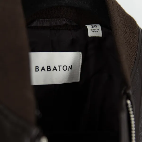 Aritzia Babaton Synergy UnReal Faux Vegan Leather Bomber Jacket Rich Mocha Brown - Image 2