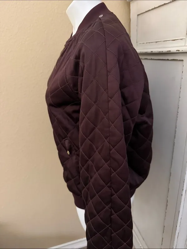 Express Quilted Bomber Jacket in Dark Burgundy - Women's - Image 4