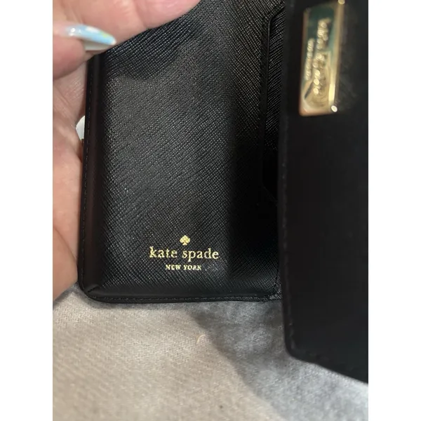Kate Spade‎ Black Wristlet Wallet Gold Hardware Logo 6.5x3.5 EUC - Image 4