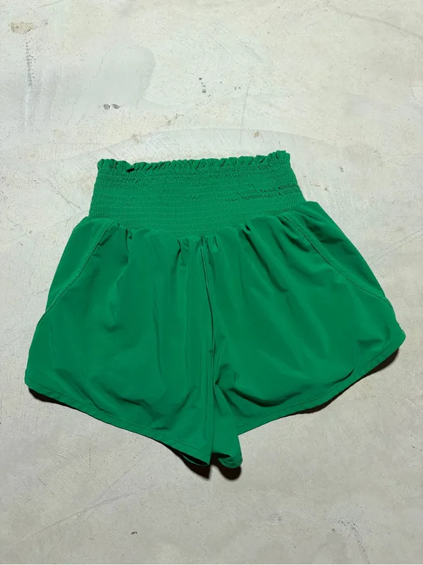 Aerie offline real me High-Waist Smocked Green Women’s Shorts small - Image 6