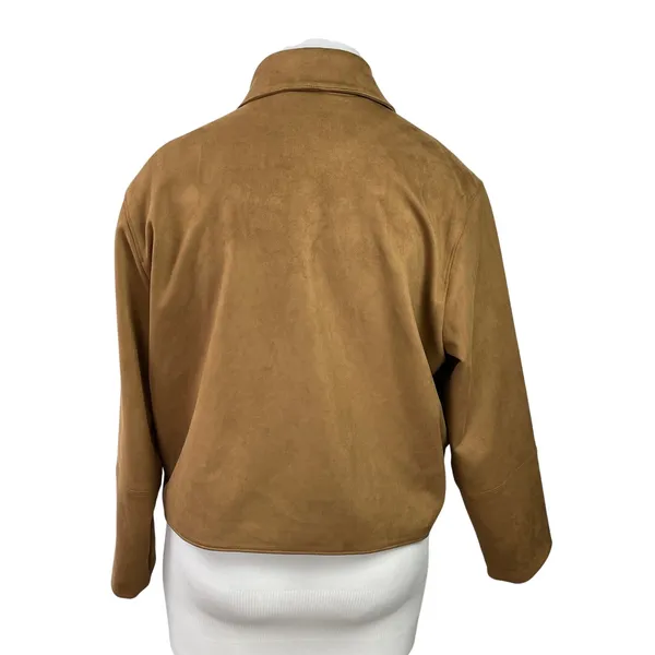 Abercrombie & Fitch Brown Vegan Faux Suede Long Sleeves Crop Coat Jacket Size XL - Image 3