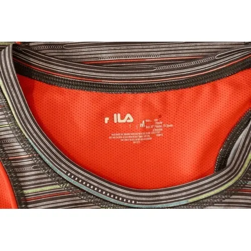 Fila Activewear Grey Striped Fitted Running Jogging Top Shirt MEDIUM Sporty‎ - Image 4