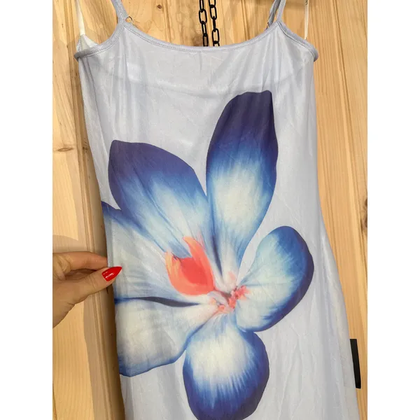 NWT Lulus Graciela Periwinkle Floral Mesh Bodycon Midi Dress Cruise Resort Sz XS - Image 4