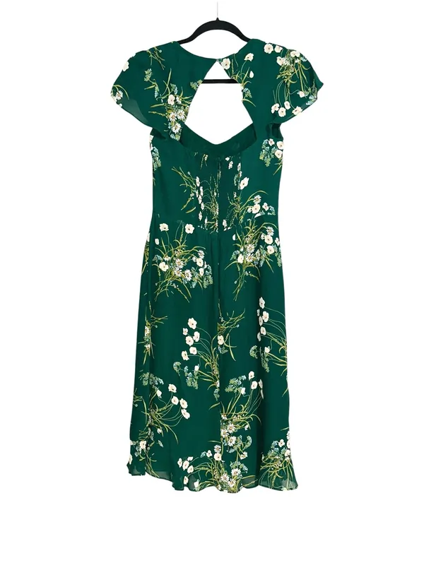 Reformation Rosi Dress Green Floral Short Sleeve Sweetheart Neck 8 in Buena - Image 6