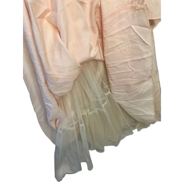 GUNNE‎ SAX By Jessica Mcclintock Pink Long Dress Size 6 Bow Asymmetrical Ruffle - Image 15