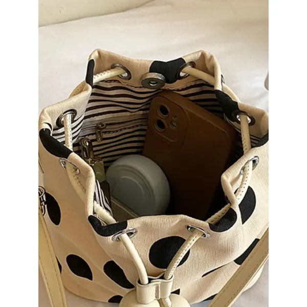 Chic Carryalls Polka Dot Drawstring Bucket Crossbody Bag - Image 9