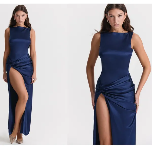 HOUSE OF CB 'Roxanne' Navy blue Thigh Slit Maxi Dress NWOT size M‎ - Image 2