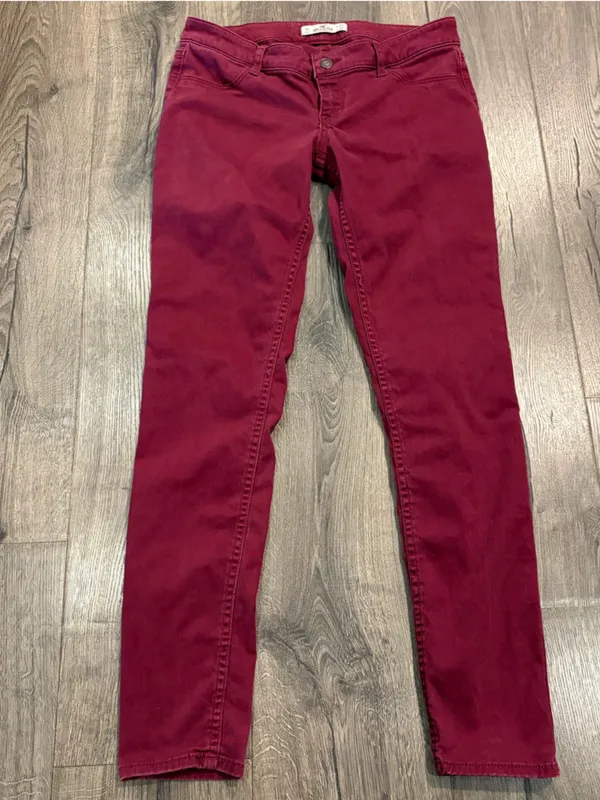 Hollister Jeans Womens 5R 27 Low Rise Skinny Pants Red Burgundy Stretch Y2K - Image 10