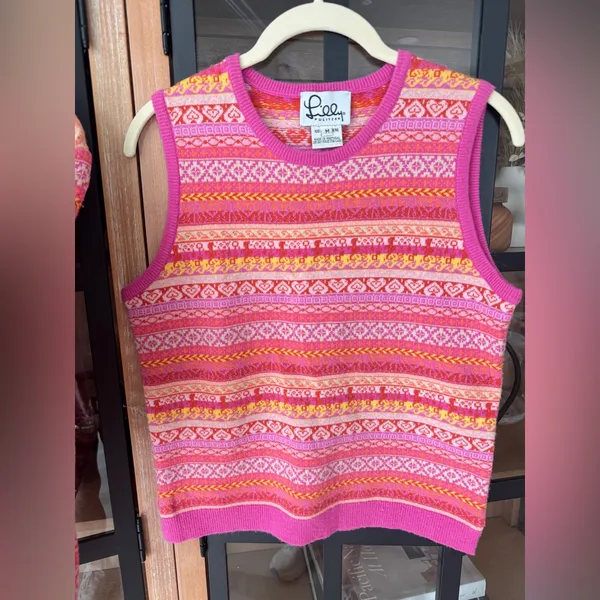 Vintage Lilly Pulitzer cashmere fair isle cardigan sweater colorful top set knit - Image 4
