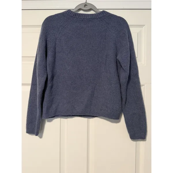 Quince Mongolian Cashmere Fisherman Crewneck Sweater Pullover Copenhagen Blue - Image 2