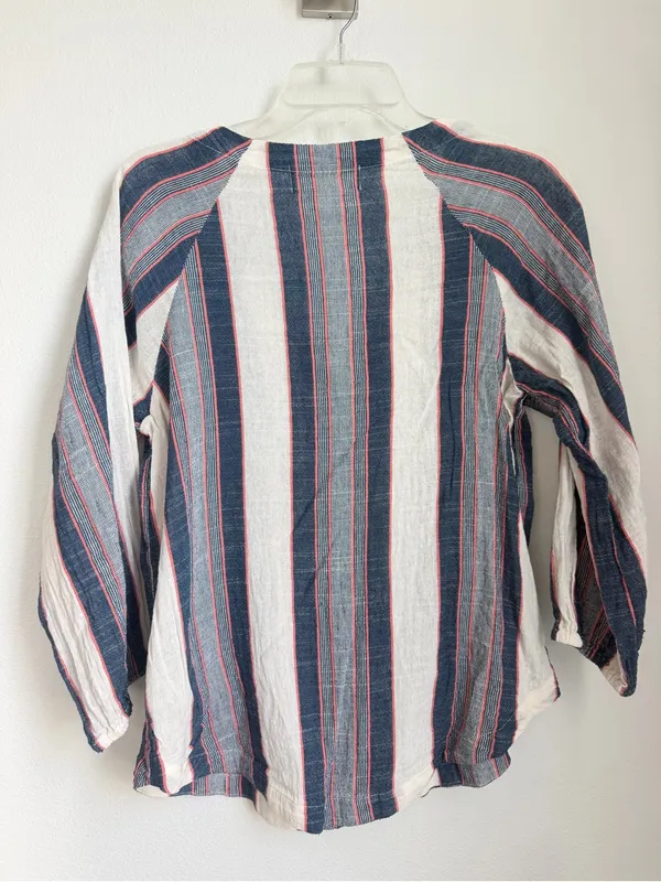 Anthropologie Cloth and Stone Striped Button-Front V-Neck Top - Image 4