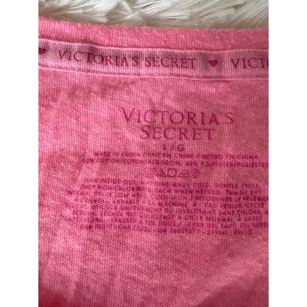 Victoria's‎ Secret Pink Graphic Sleep Shirt Nightgown L/G Silver Heart - Image 2