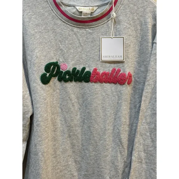 Shiraleah Pickleballer Sweatshirt Size L Pink Green Preppy Country Club‎ - Image 5