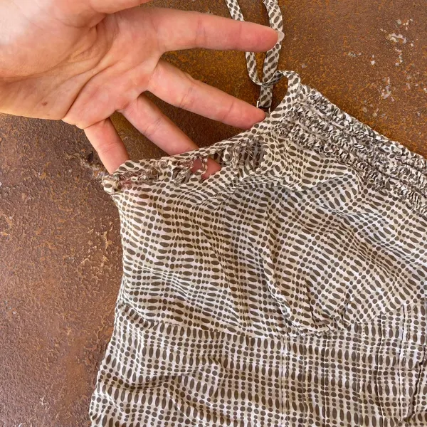 Cream plaid boho cottage cami tank top sz m - Image 5