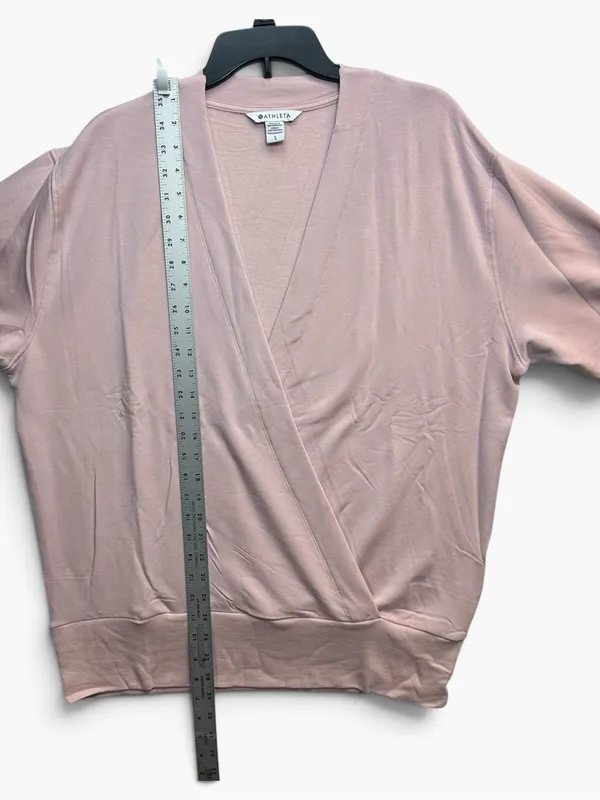 Athleta Purana V-Neck Wrap Sweatshirt Pink Size Large NWT $89 - Image 7