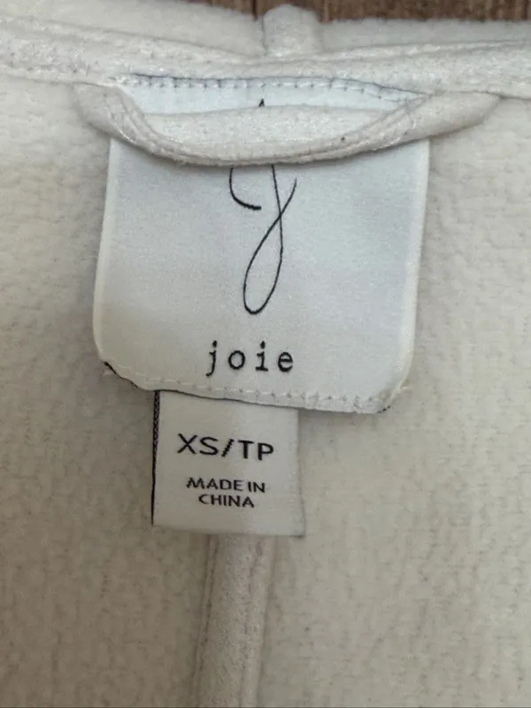 Joie Women’s XS Ivory Sherpa Fleece Hooded Long Vest Open Front (9207) - Image 4