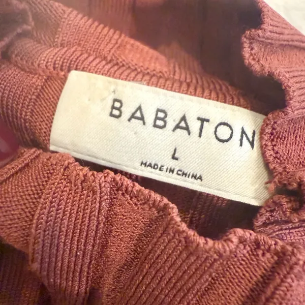ARITZIA BABATON Victor Turtleneck Sweater Size Large Ribbed Knit‎ Burnt Orange - Image 4