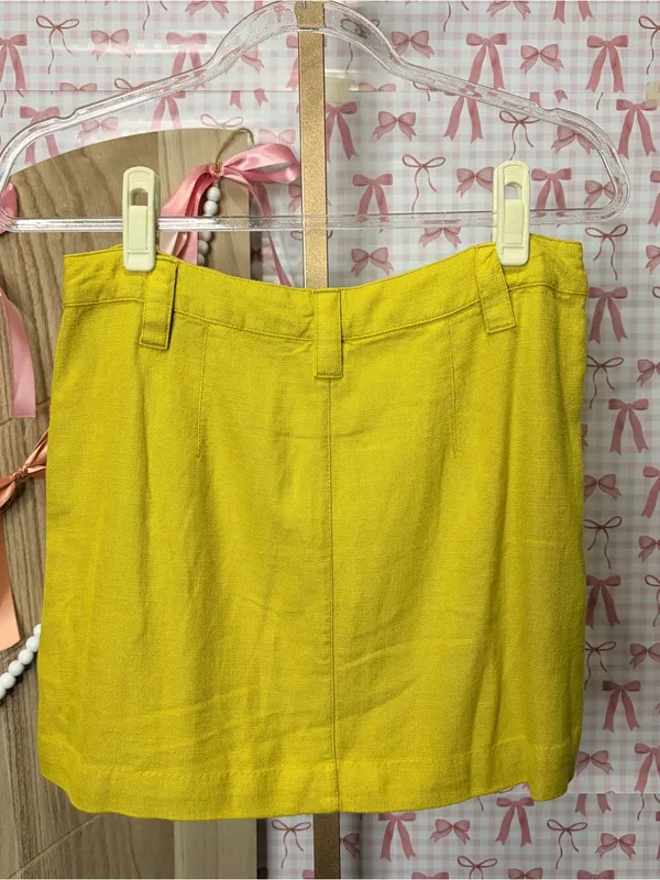 Free People Can't Blame Me Linen Mini Skirt Citronelle 2 Small Summer Dopamine - Image 2