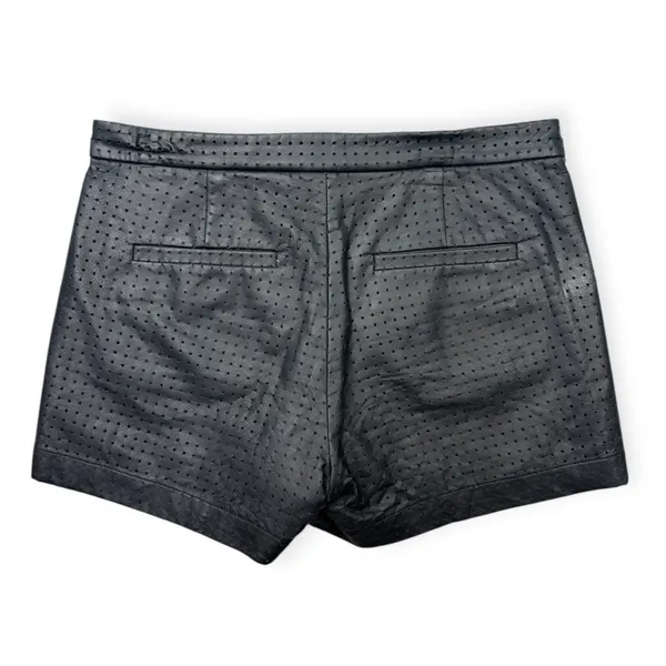 Banana Republic | NWT | 0 | Black Faux Leather Perforated Lined Chino Shorts - Image 6