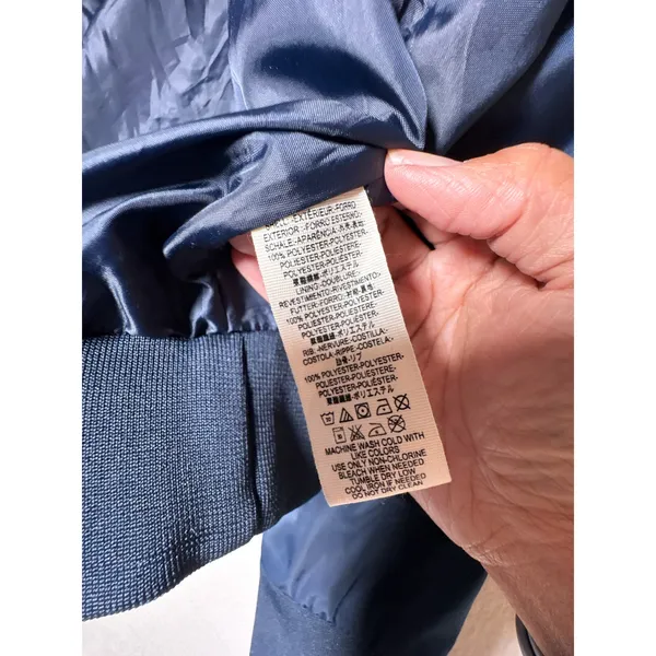 Free People Navy Satin Bomber Jacket M Lightweight - Image 6