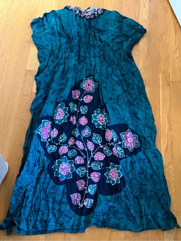 Vintage Green Pink Long Dress Size M - Image 2