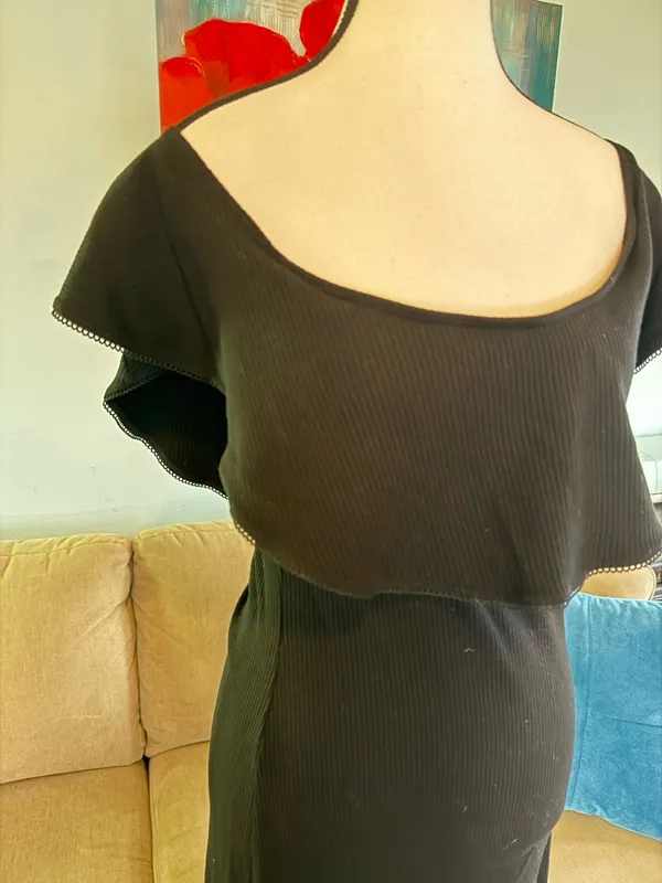 REFORMATION SWEETHEART NECK BLACK COCKTAIL ON/OFF SHOULDER DRESS L Large - Image 3