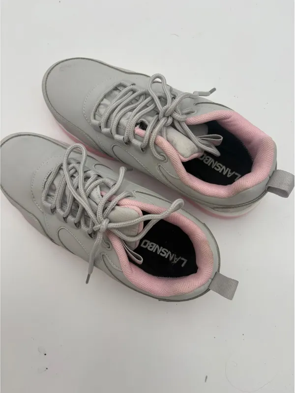 Lansnbo $55 Waterproof Woman’s 8 Gray and Pink Stylish Athletic Sneakers Comfort - Image 7