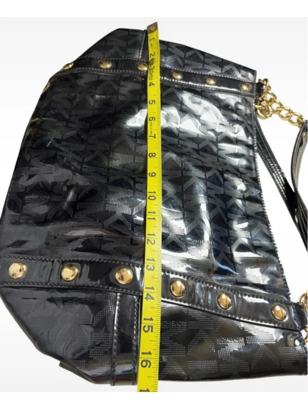 Women's Michael Kors Logo Tote Bag, One Size, Black and Gold - Image 9