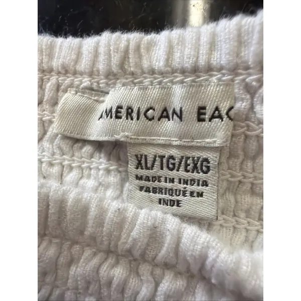 American Eagle White Eyelet Laced Tiered‎ Mini Skirt Linen Sz XL Stretch Waist - Image 4