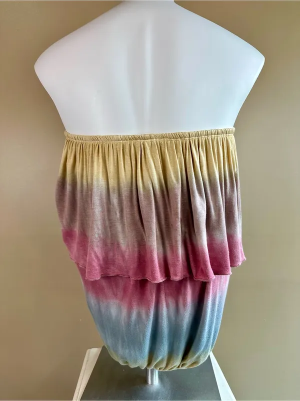 Urban X Tie Dye Ombré Strapless Blouson Tube Top Medium Boho Festival Y2K Summer - Image 6