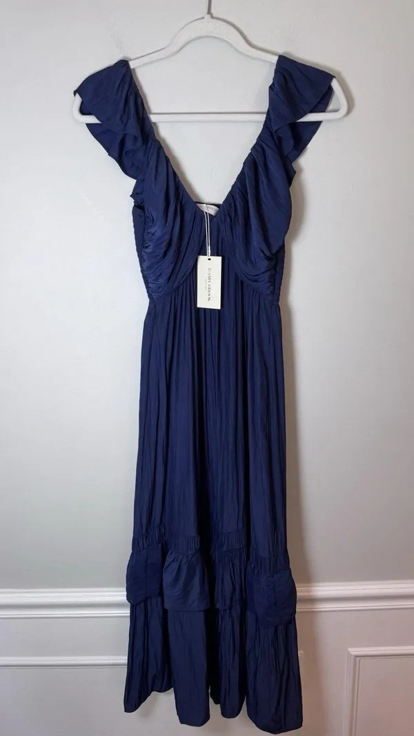 Ramy Brook Nelly Dress Midi MSRP $495 Size XXS Navy Blue Flowy Cocktail NWT - Image 10
