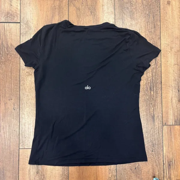 Alo Yoga All Day Relaxed Fit Stretch-Jersey T-Shirt Black Womens Sz XS Gym Yoga - Image 3
