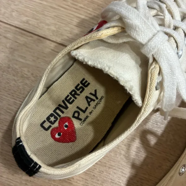 Converse x Comme Des Garcons PLAY Cream Low Top Sneakers Size 5 Men’s/Women’s 7 - Image 16