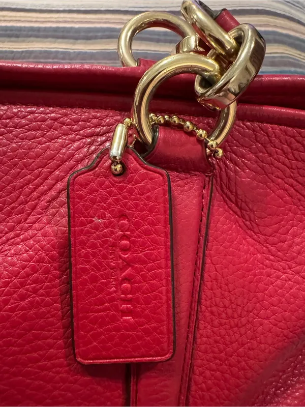 Coach Ellis Tote 33961 Red Pebbled Leather Gold Hardware - Image 14