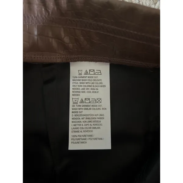 Isaac Mizrahi Live Women's‎ Brown Faux Croc Leather Slim Ankle Pant Size 10 - Image 4