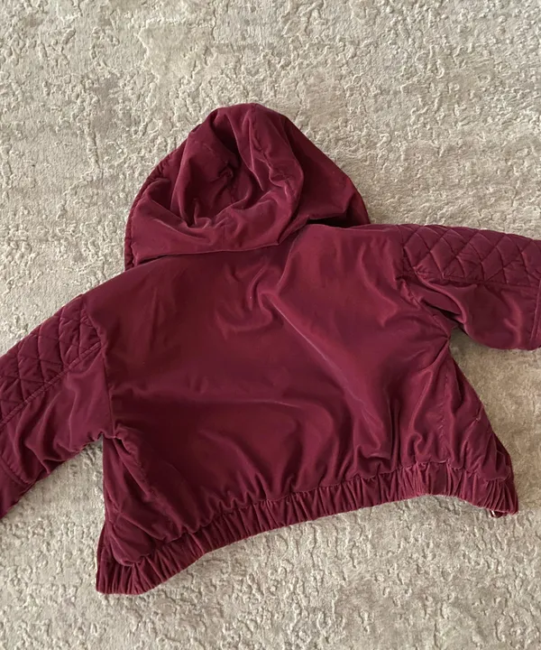 quilted deep pink fur lined cropped bomber zip up jacket - Image 7