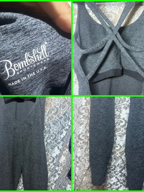 Bombshell Sportswear Charcoal Grey Scoop Neck criss cross back jumpsuit discont. - Image 12