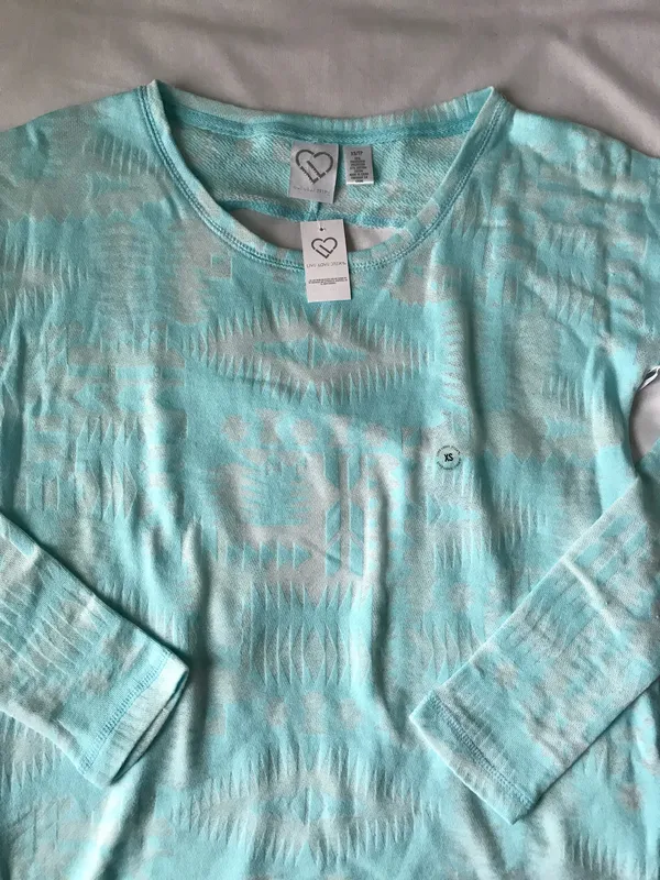 Aeropostale Blue Tribal Print Long Sleeve Shirt With Open Back - Image 2