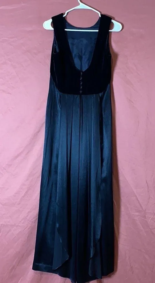 90s VINTAGE BLACK FORMAL MAXI DRESS GOWN - Image 4