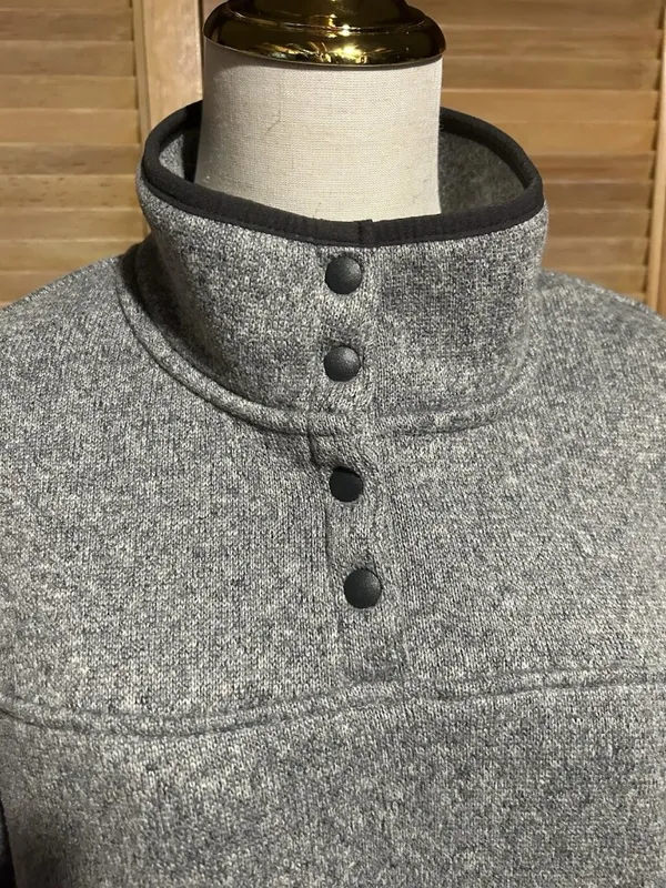 Eddie Bauer Fleece Mock Neck Snap Pullover Sweatshirt Women’s XL Gray Pockets - Image 3