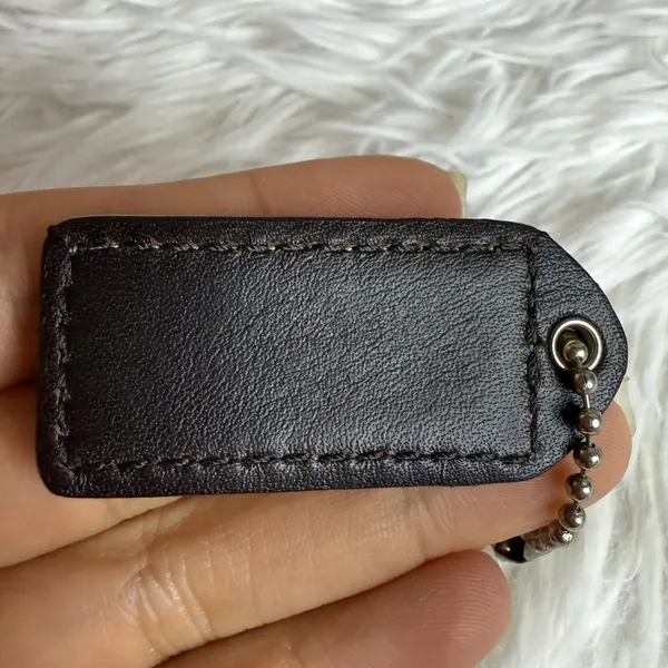 1.5" y2k COACH Vintage Dark Brown Fob Bag Charm Hang tag Hangtag - Image 2