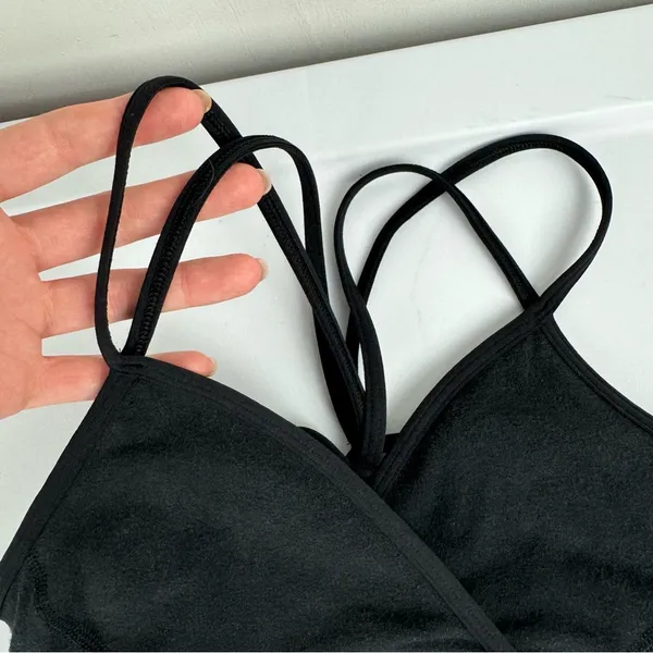 Lululemon Superb Bra Sz 4 Black Practice Cotton Strappy Open Back - Image 8