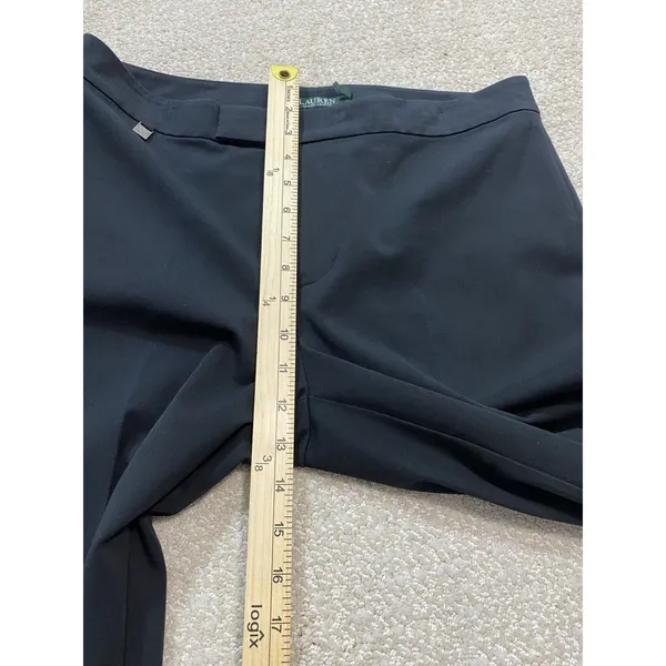 Lauren Ralph Lauren Black Flat Front Straight Dress Pants Size 8 Classic Stretch - Image 12