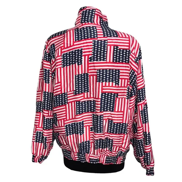 Vintage Lavon American Flag Silk Windbreaker Jacket size Medium - Image 2