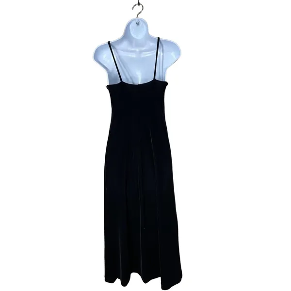 Vintage Maurices 90s Velvet Black Sleeveless High Neck‎ Dress 3/4 - Image 5
