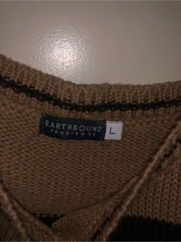 EARTHBOUND Striped Knit Crop Top in Brown, Black, Cream - Image 3