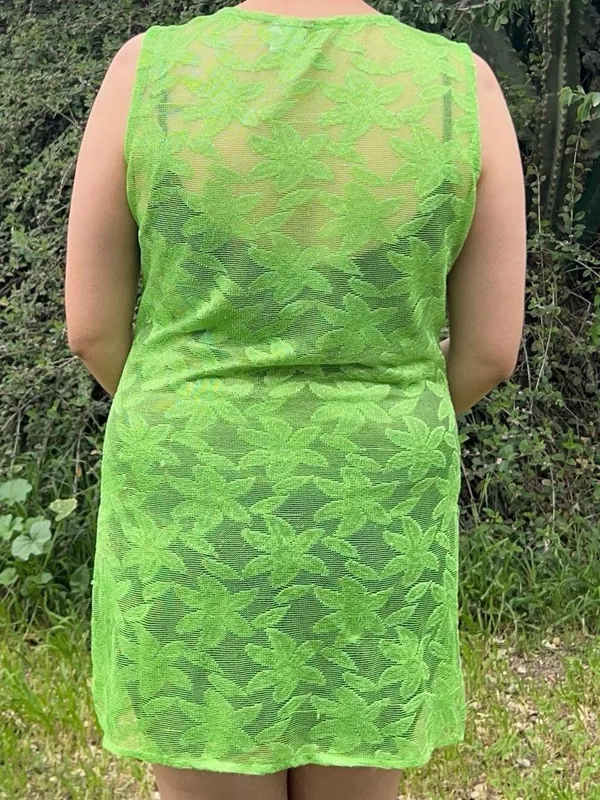 Green mesh cover up dress. - Image 5