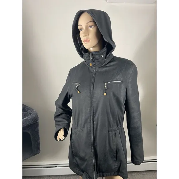 Weatherproof Jacket Black Removable Hood Zip Front Womens Midi Coat M‎ B-R - Image 5