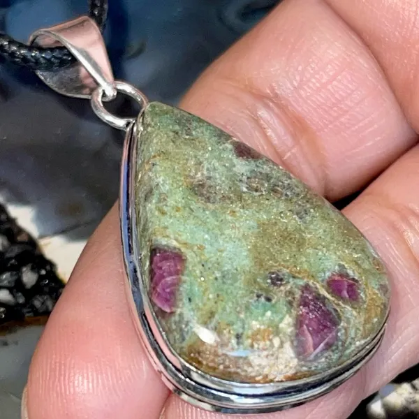 Ruby Fuchsite Crystal Pendant 2” Green - Image 6