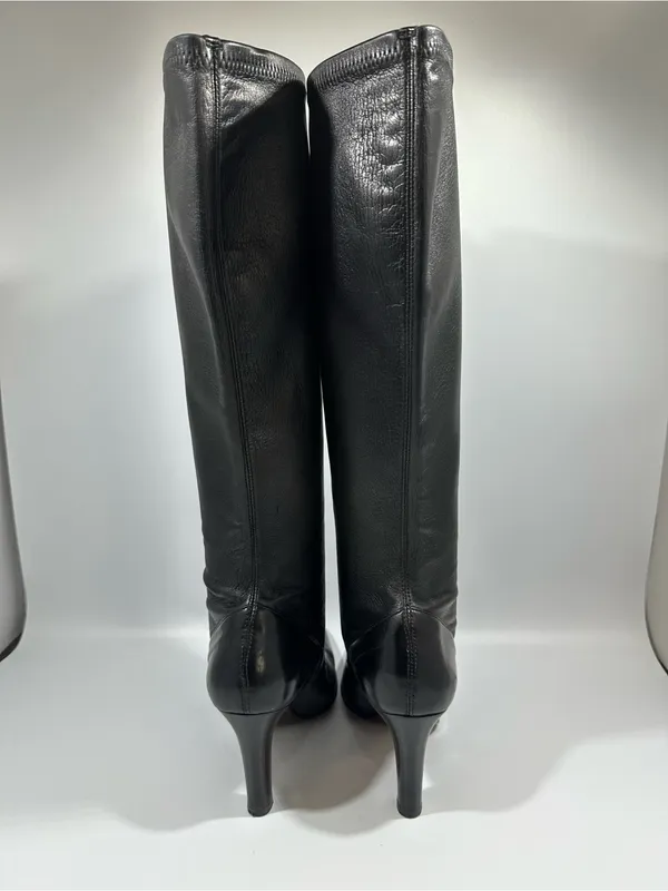 Cole Haan Nydia Black Tall Stretch Nappa Leather Boots 7B Made in Italy Luxury - Image 7